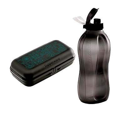 Garrafa Tupperware Eco Tupper Plus 2 litros + Snack Grande Preto