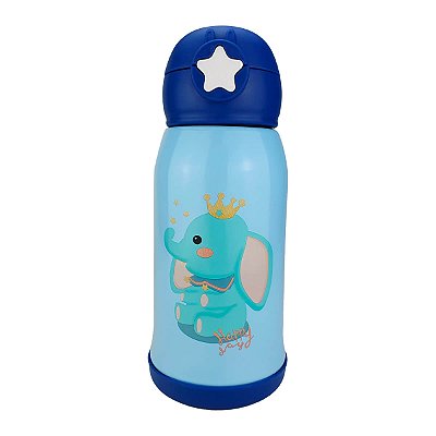 Garrafa Térmica Infantil Inox Elefante 500ml Azul