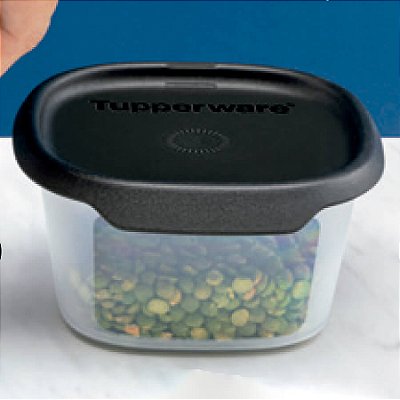 Tupperware Toque + Touch Fresh Quadrado 370ml Preto Translúcido