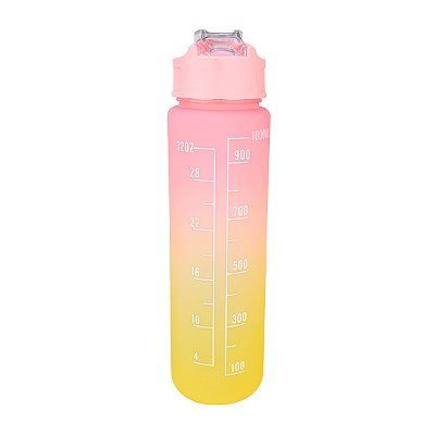 Garrafa de Água 800ml Squeeze Academia com Alça Rosa Amarelo