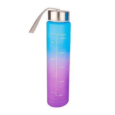 Garrafa de Água 300ml Squeeze Academia com Alça Azul Roxo