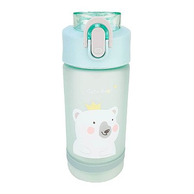 Garrafa Squeeze Infantil Plástico 500ml Verde Urso