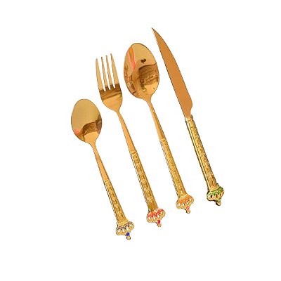 Kit Faqueiro de Luxo Dourado 4 peças