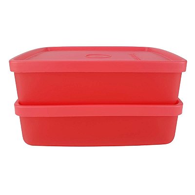 Kit Tupperware Refri Box 400ml Coral 2 peças