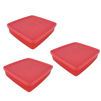 Kit Tupperware Refri Box 400ml Coral 3 peças