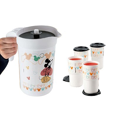 Kit Tupperware A Jarra Ilúmina 2 litros + 4 Copos 350ml Mickey