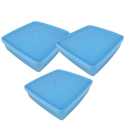 Kit Tupperware Refri Box 400ml Azul Sereno 3 peças