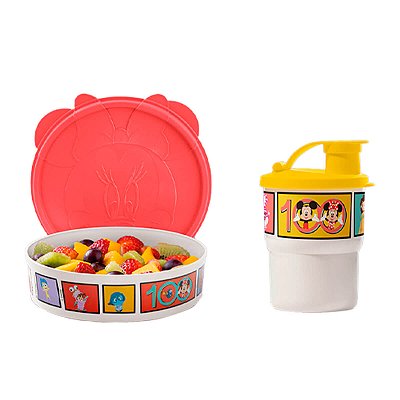 Kit Tupperware Copo Colors com Bico 225ml + Pratinho Disney Minnie 500ml 2 peças