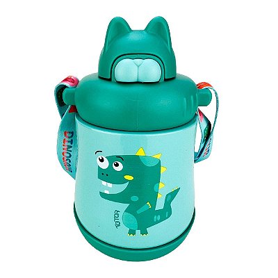 Garrafa Térmica Infantil Aço Inox 330ml Dinossauro Verde Claro