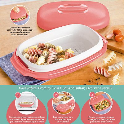 Tupperware Travessa com Escorredor Actualité 1,5 litro Coral