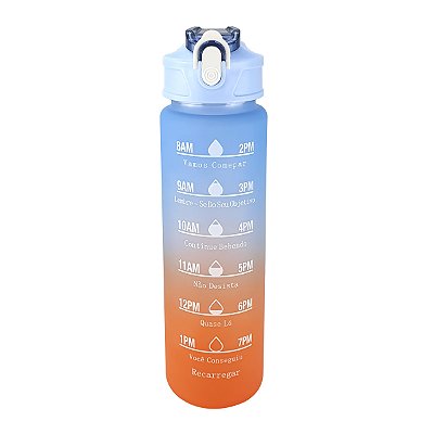 Garrafa de Água 800ml Squeeze Academia com Alça Laranja e Azul