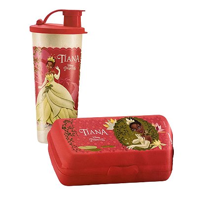 Kit Tupperware Porta Sanduíche + Copo com Bico 470ml Tiana