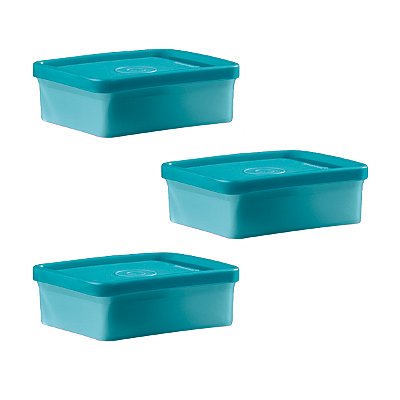 Kit Tupperware Mini Refri Box 150ml Caribe 3 peças