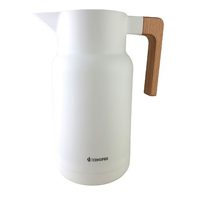 Garrafa Térmica de Café 1 Litro Wood Fashion Branca Termopro