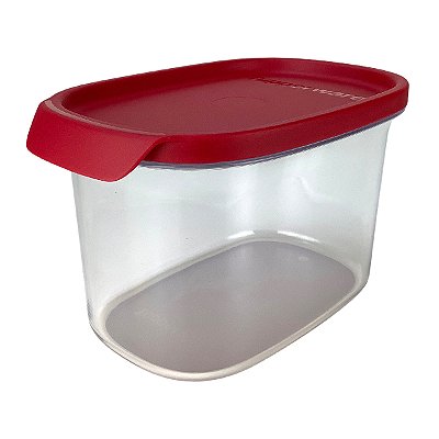 Tupperware Ultra Clear Oval 1 litro Transparente e Vermelho
