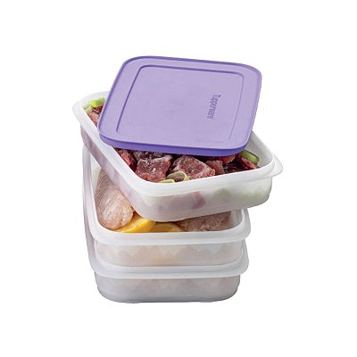 Kit Tupperware Freezer Line Empilhável 675ml Furta-Cor 3 peças