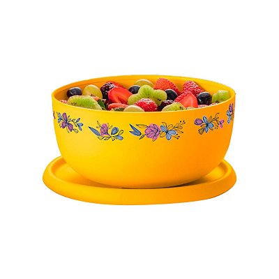 Tupperware Tigela Toque Mágico 1,3 litro Amarela Hibiscus