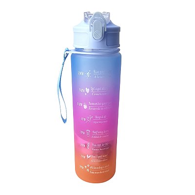 Garrafa de Água 800ml Squeeze Academia com Alça Laranja Rosa Azul