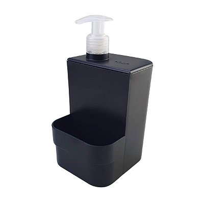 Porta Detergente Dispenser Líquido Esponja Organizador Pia Compact 500ml Preto