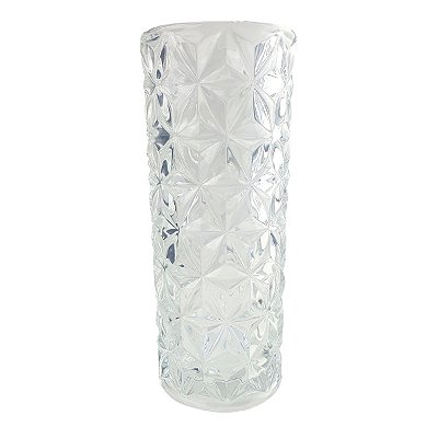 Vaso De Vidro Decorativo 19cm Floreiro Alto Relevo