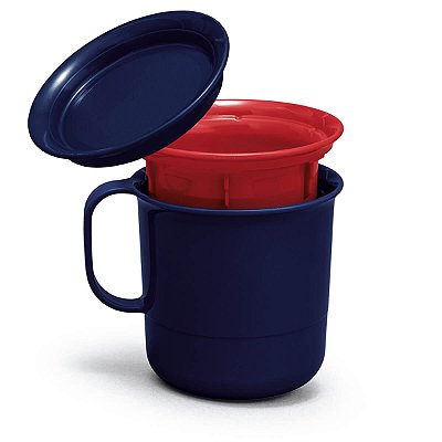 Tupperware Caneca com Filtro para Chá 350ml Azul e Vermelho