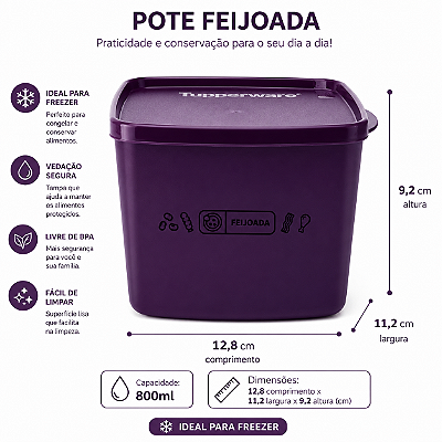 Tupperware Jeitoso Mix Feijoada 800ml Roxo