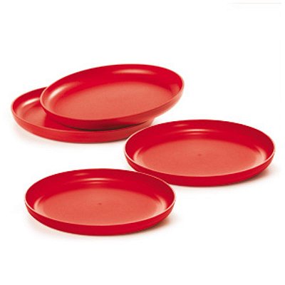 Tupperware Prato Allegra Kit 4 peças Vermelho