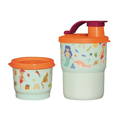 Kit Tupperware Copo Colors 225ml + Potinho 140ml Folclore