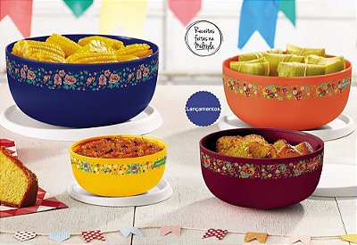 Tupperware Tigela Toque Mágico Arraiá Kit 4 peças