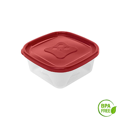 Pote Quadrado Pequeno 390ml Vermelho