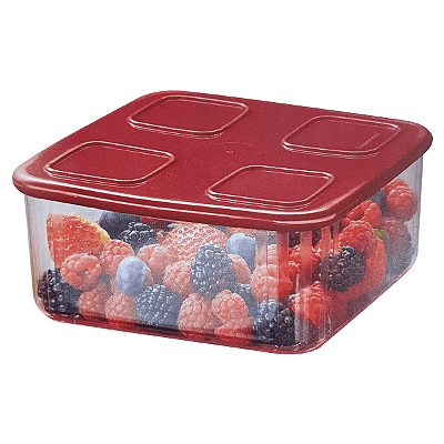 Tupperware Clear Mate Quadrado Médio 1,04 litro Vermelho