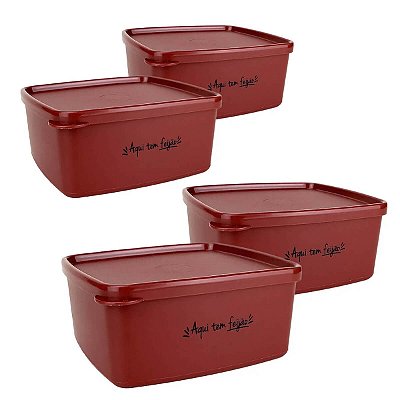 Kit Tupperware Jeitosinho Aqui Tem Feijão 400ml 4 peças