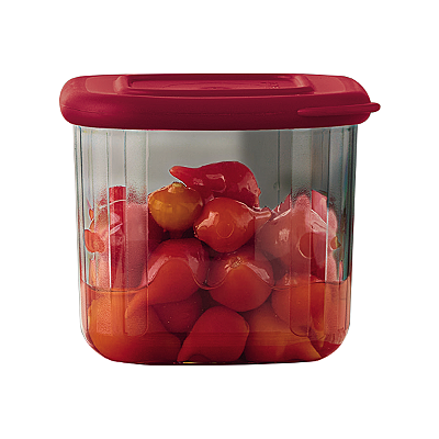 Tupperware Clear Mate Quadrado 205ml Vermelho