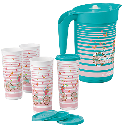 Kit Tupperware Copos 470ml + Jarra Ilúmina Bike 2 litros 5 Peças