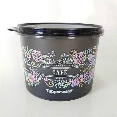 Tupperware Caixa Café Preta Flores 700g