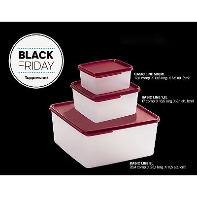 Tupperware Basic Line 1,2 litro + 500ml + 5 litros Tampa Marsala