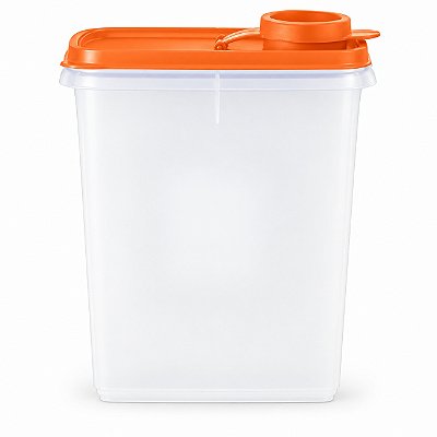 Kit Tupperware Porta Cereais 850ml Transparente e Laranja 2 peças