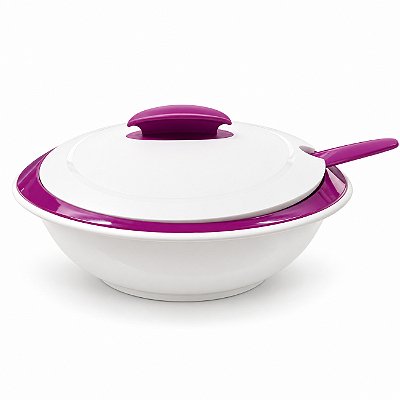Tupperware Tigela Thermo 1,5 Litro Branca e Roxa