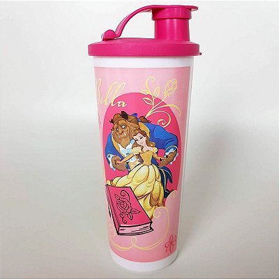 Tupperware Copo com Bico Bela e a Fera 470 ml Rosa