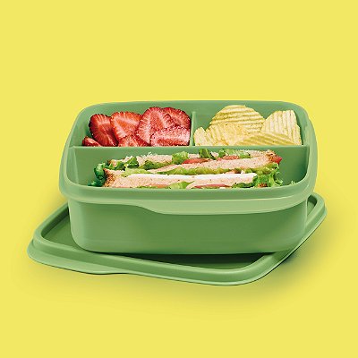 Tupperware Basic Line com Divisórias 550ml Verde Oliva