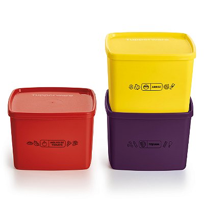 Kit Tupperware Jeitoso Mix 800ml 3 peças Arroz + Feijoada + Molho de Tomate