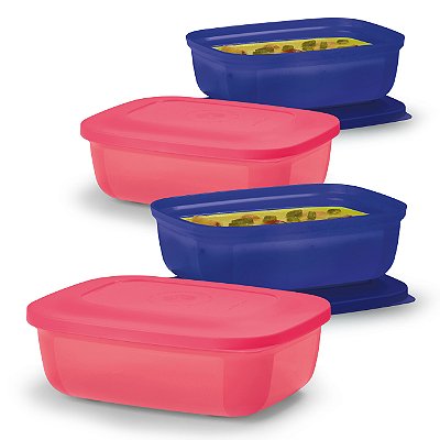 Kit Tupperware Refri Safe Retangular 500ml 4 Peças