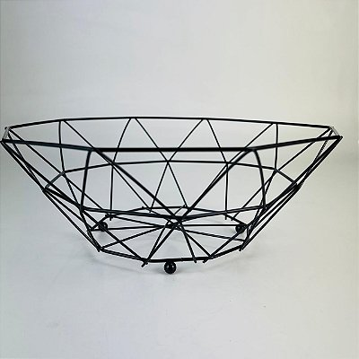 Fruteira de Mesa Aramada Geometrico Preto