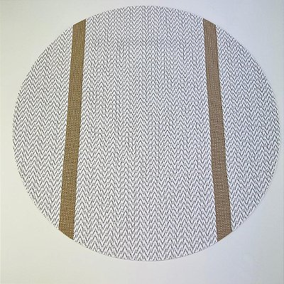 Jogo Americano Redondo Branco com dourado 38cm