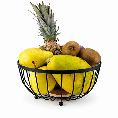 Fruteira de Mesa Aramada Preta MDF 25cm