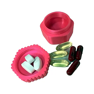 Porta Comprimido Rosa Pink Mini Pote para Viagem Médio