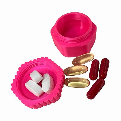 Porta Comprimido Rosa Pink Mini Pote para Viagem Médio