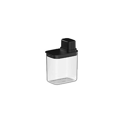 Pote Hermético para Mantimentos com Medidor Transparente e Preto 1,5 litro