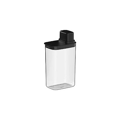 Pote Hermético para Mantimentos com Medidor Transparente e Preto 2,3 litros