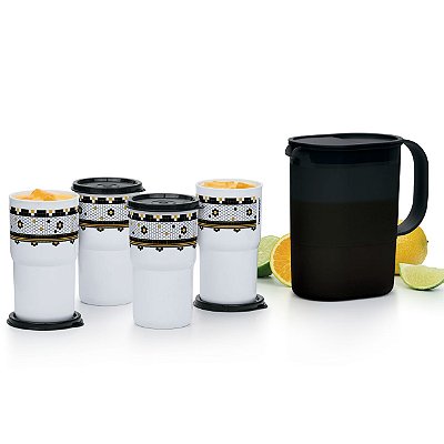 Kit Tupperware Jarra + Copos Colors Ladrilhos 5 peças